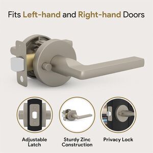 MEGA HANDLES - Ralph Privacy Lever Door Lock Handle Set Satin Nickel
